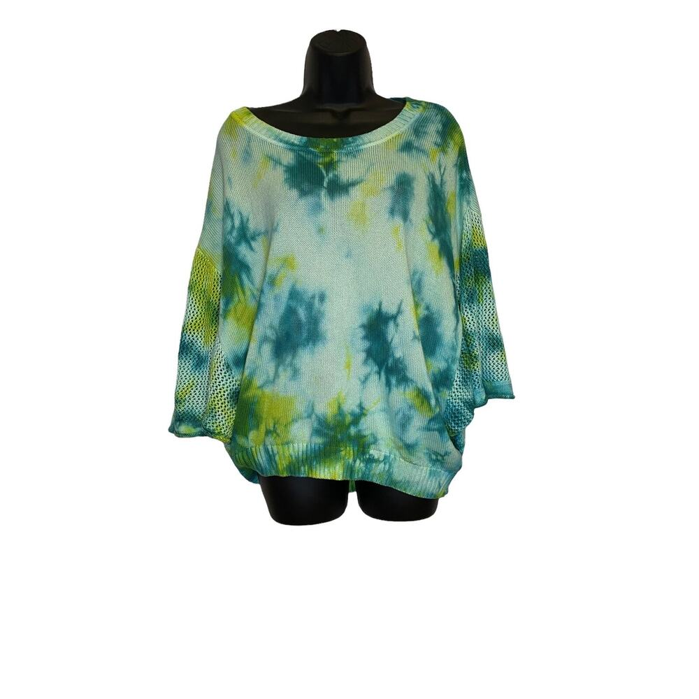 RXB Blue & Green Tie-Dye Oversized Scoop Neck Sweater
